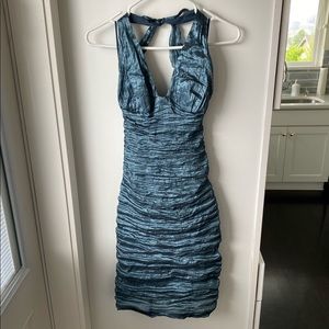 Nicole Miller Collection Wrinkled Satin Dress